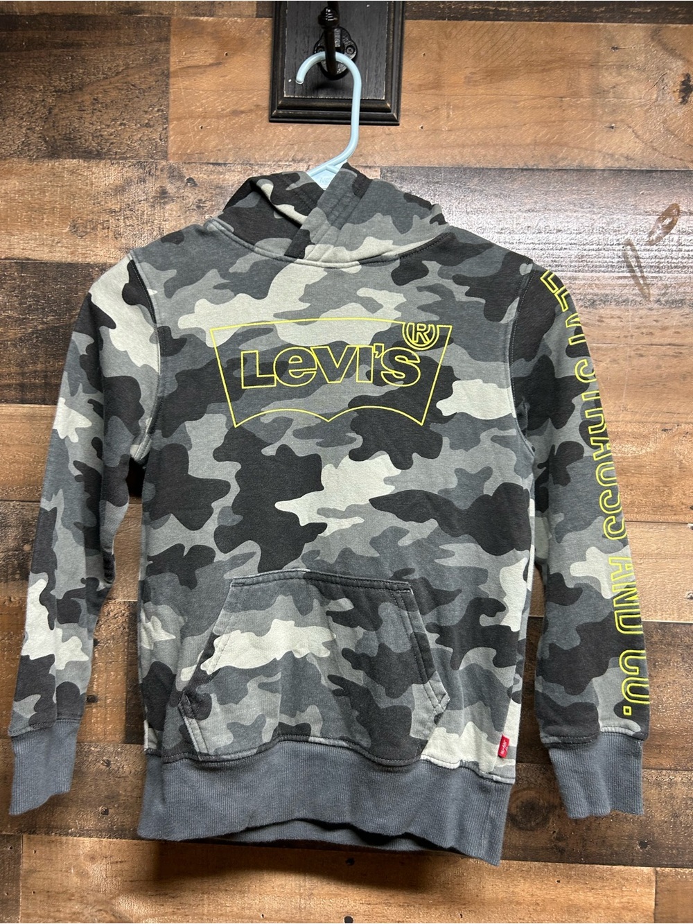 Levi's Gray Camo Hoodie with Yellow Logo